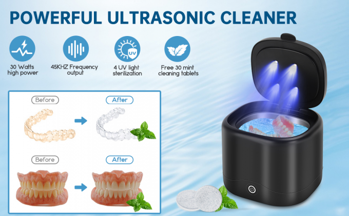 45K Ultrasonic Cleaner for Dentures & Retainers Jewelry, Mouth Guard, Rings, Silver, Watches, Diamonds, Coins, Razors 1